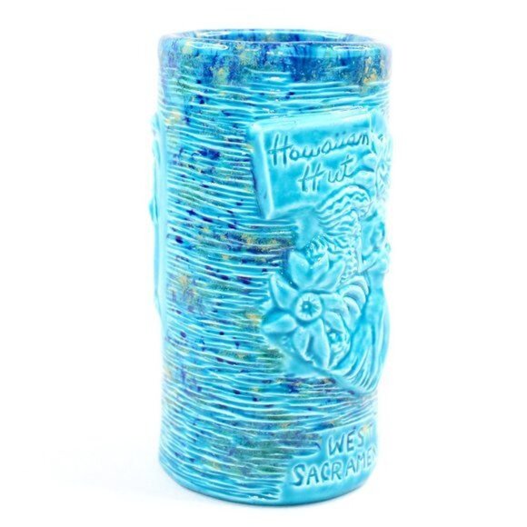 Wendy Cevola Hawaiian Hut West Sacramento Home Tiki Mug Crawl 2012 Glossy Blue - Picture 4 of 8